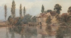 Edward Tucker (1825-1909) - Watercolour, Watermill Across the Pond