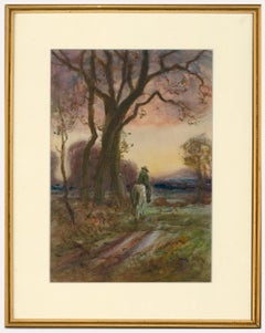 Framed Early 20th Century Watercolour - Riding Home