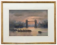 Vintage Framed 20th Century Pastel - Tower Bridge