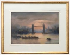 Pastel del siglo XX enmarcado - Puente de la Torre