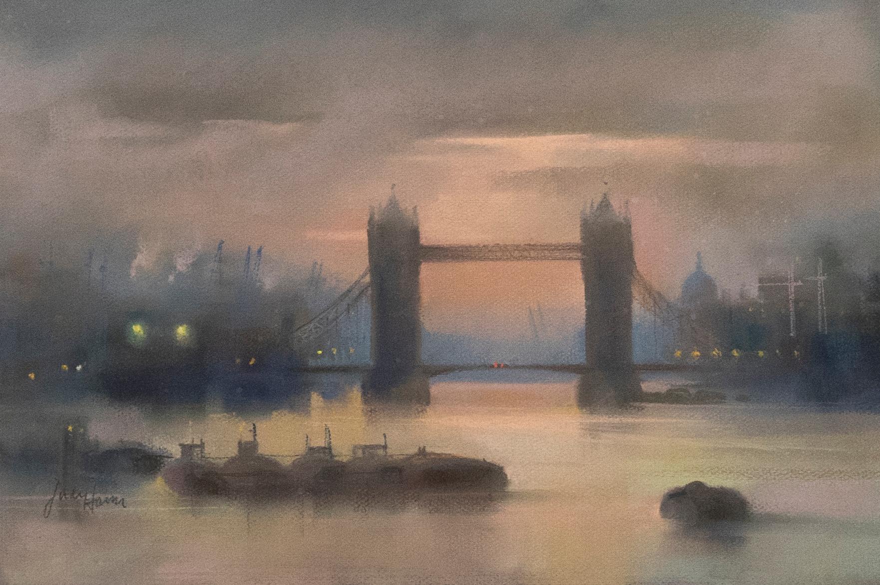 Gerahmtes Pastell des 20. Jahrhunderts – Tower Bridge – Art von Unknown