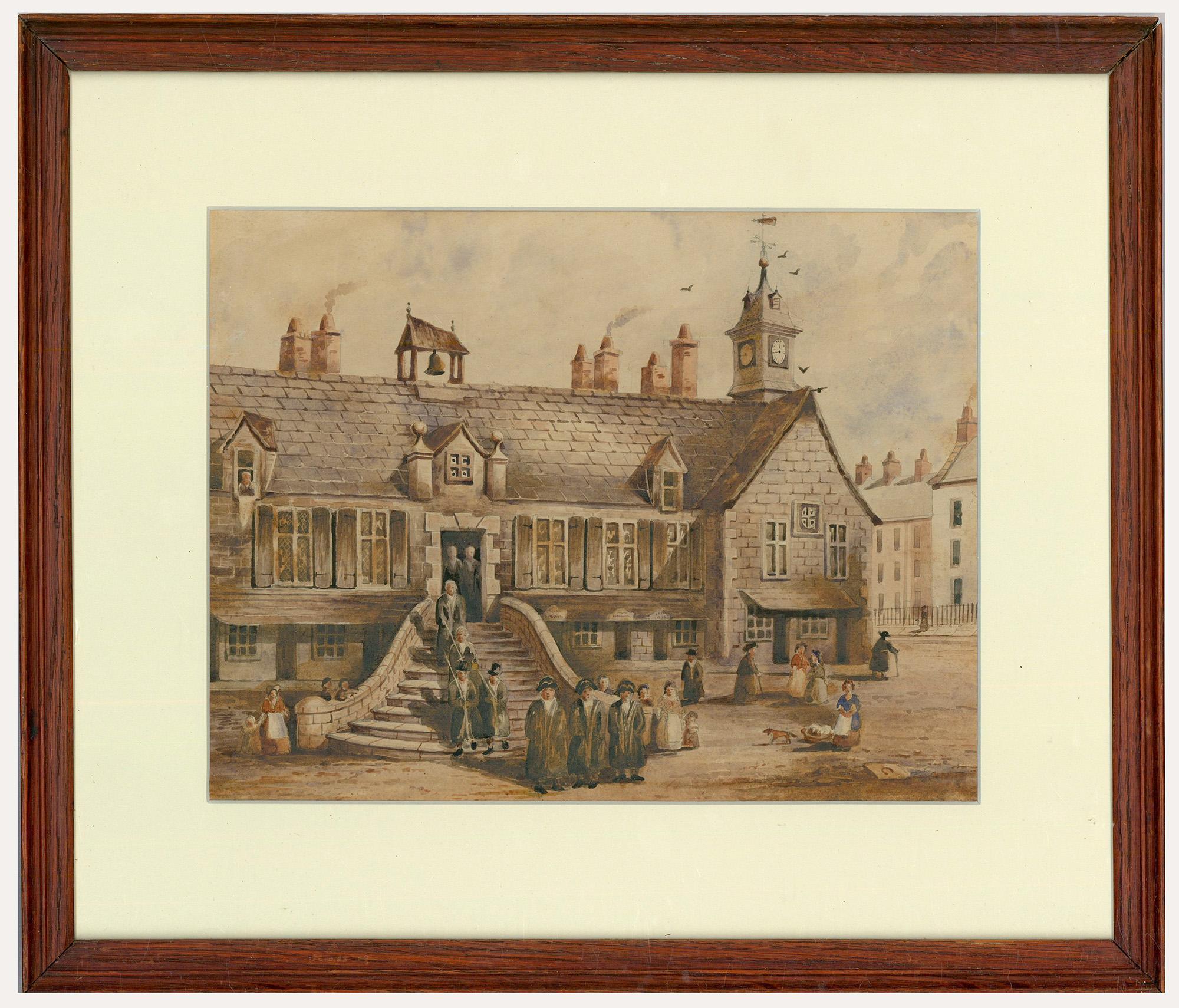 Unknown Landscape Art - Framed 19th Century Watercolour - Carlisle Town Hall