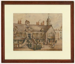 Antique Framed 19th Century Watercolour - Carlisle Town Hall