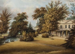 Framed 19th Century Watercolour - Colonial Country House