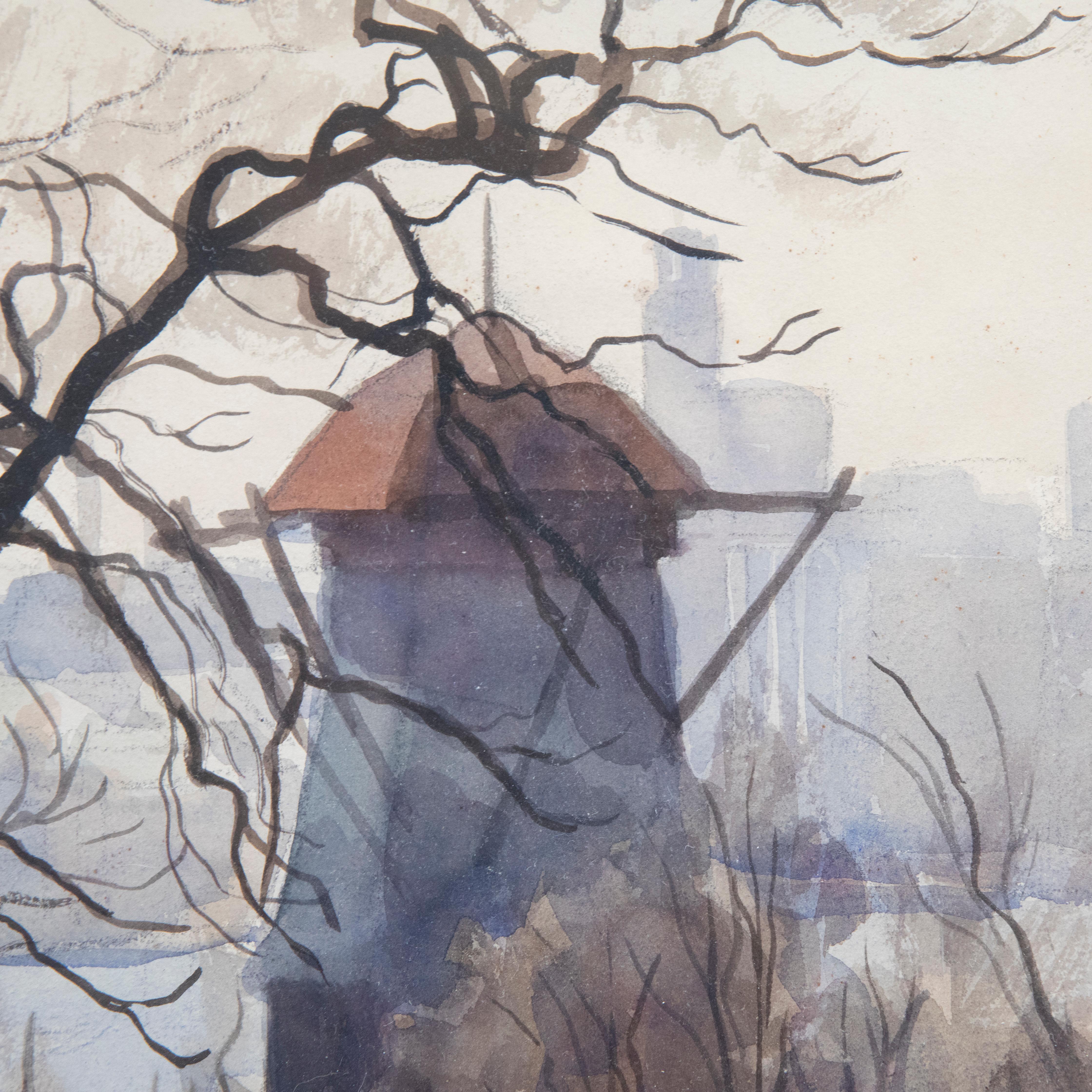 Eric Vasstrom (1887-1958) - 1947 Watercolour, Helsinki in Winter For Sale 3