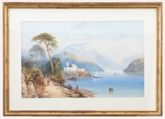 Antique Attrib. Frank Catano (1880-1920) - Watercolour, Italian Lake Scene with Figures