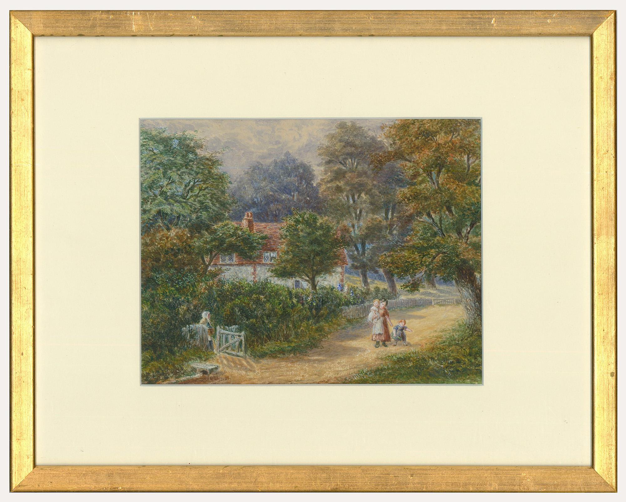 Unknown Landscape Art - F. G. Longhurst - Framed Mid 19th Century Watercolour, Walking with the Children