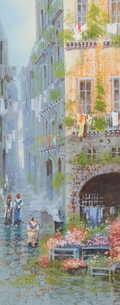Yves Gianni - Encadré début du 20e siècle, gouache, caisse de fleurs vénitiennes