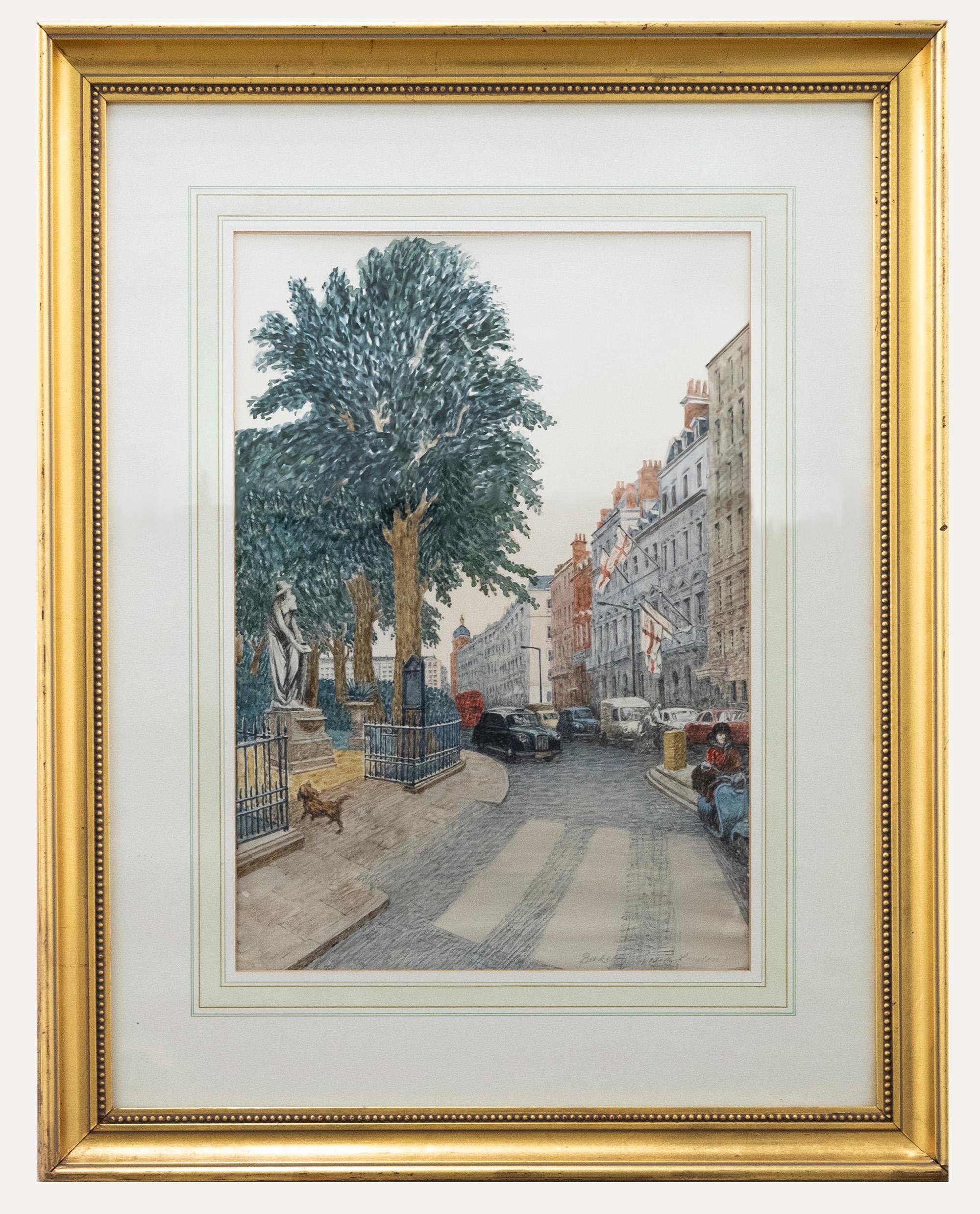 Unknown Landscape Art - Framed 20th Century Watercolour - Berkeley Square, London