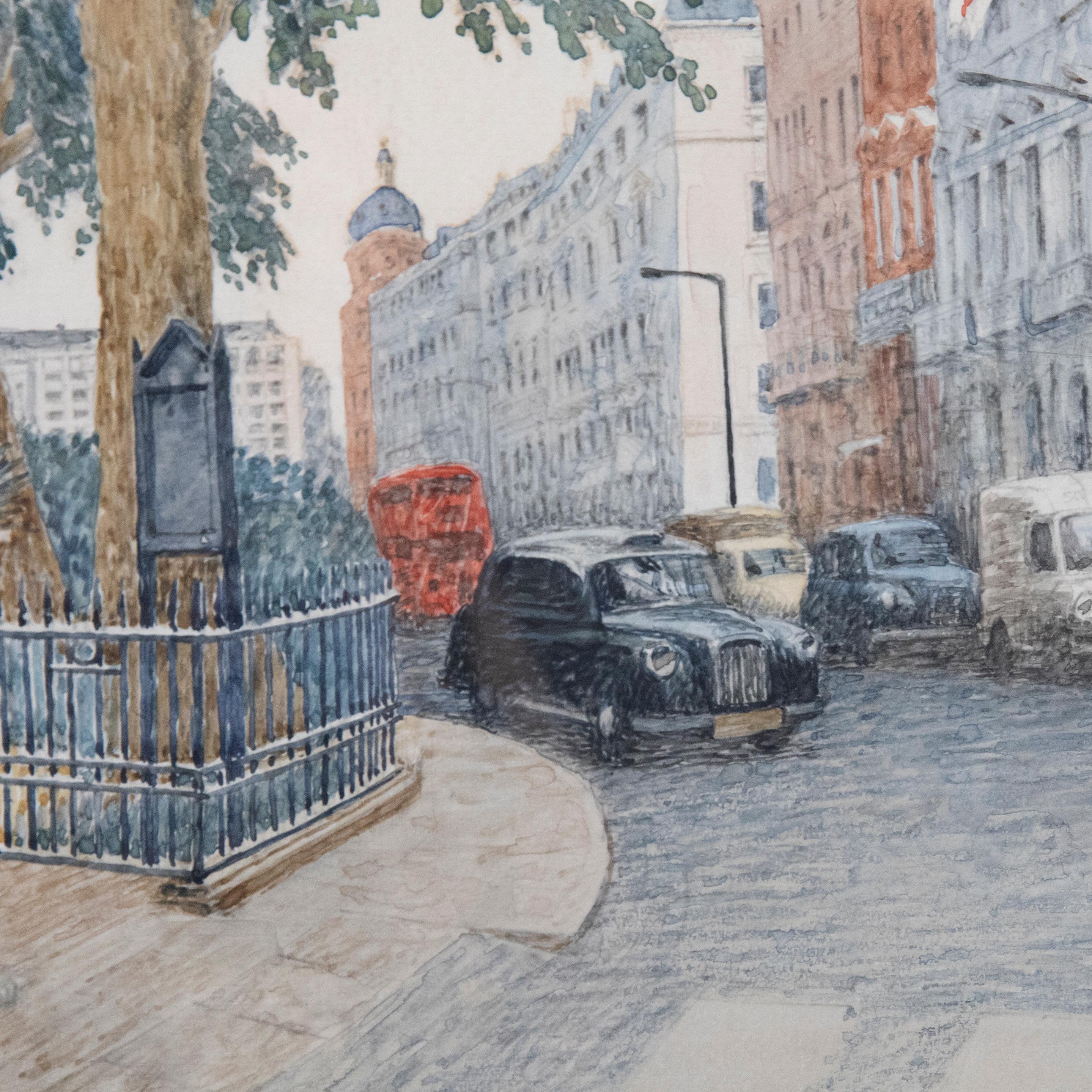 Framed 20th Century Watercolour - Berkeley Square, London For Sale 1