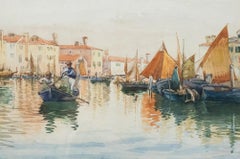 B. M. F. - 20th Century Watercolour, Dusk in Venice
