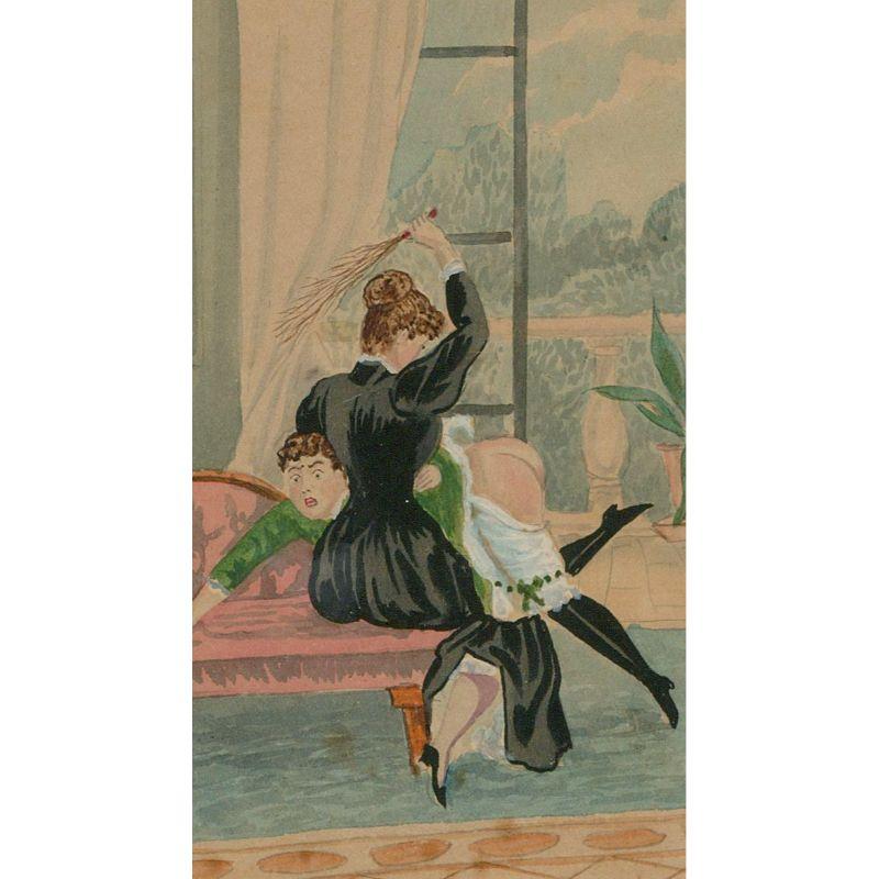 Aquarelle érotique du début du 20e siècle - Le plaisir de l'après-midi - Art de Unknown