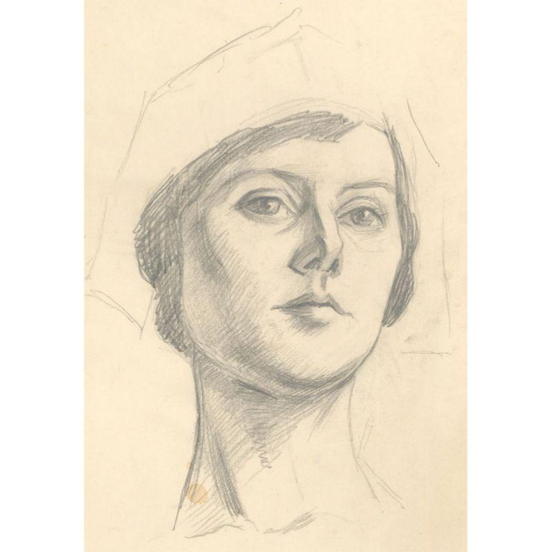 Ernest Procter Portrait – Ernest Proctor (1886-1935) – Graphitzeichnung, Skizze einer Dame