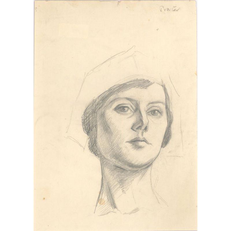 Ernest Proctor (1886-1935) – Graphitzeichnung, Skizze einer Dame – Art von Ernest Procter