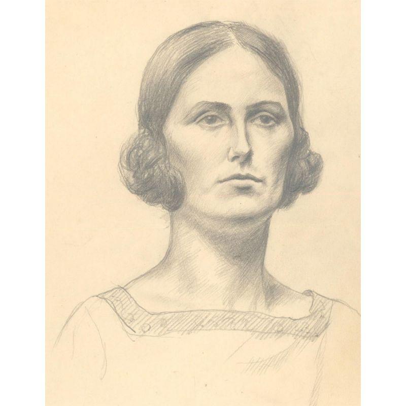 Ernest Procter Portrait – Ernest Proctor (1886-1935) – Graphitzeichnung, Studie einer Dame