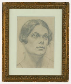 Ernest Proctor (1886-1935) - Graphitzeichnung, Frau mit Perlenohrringen