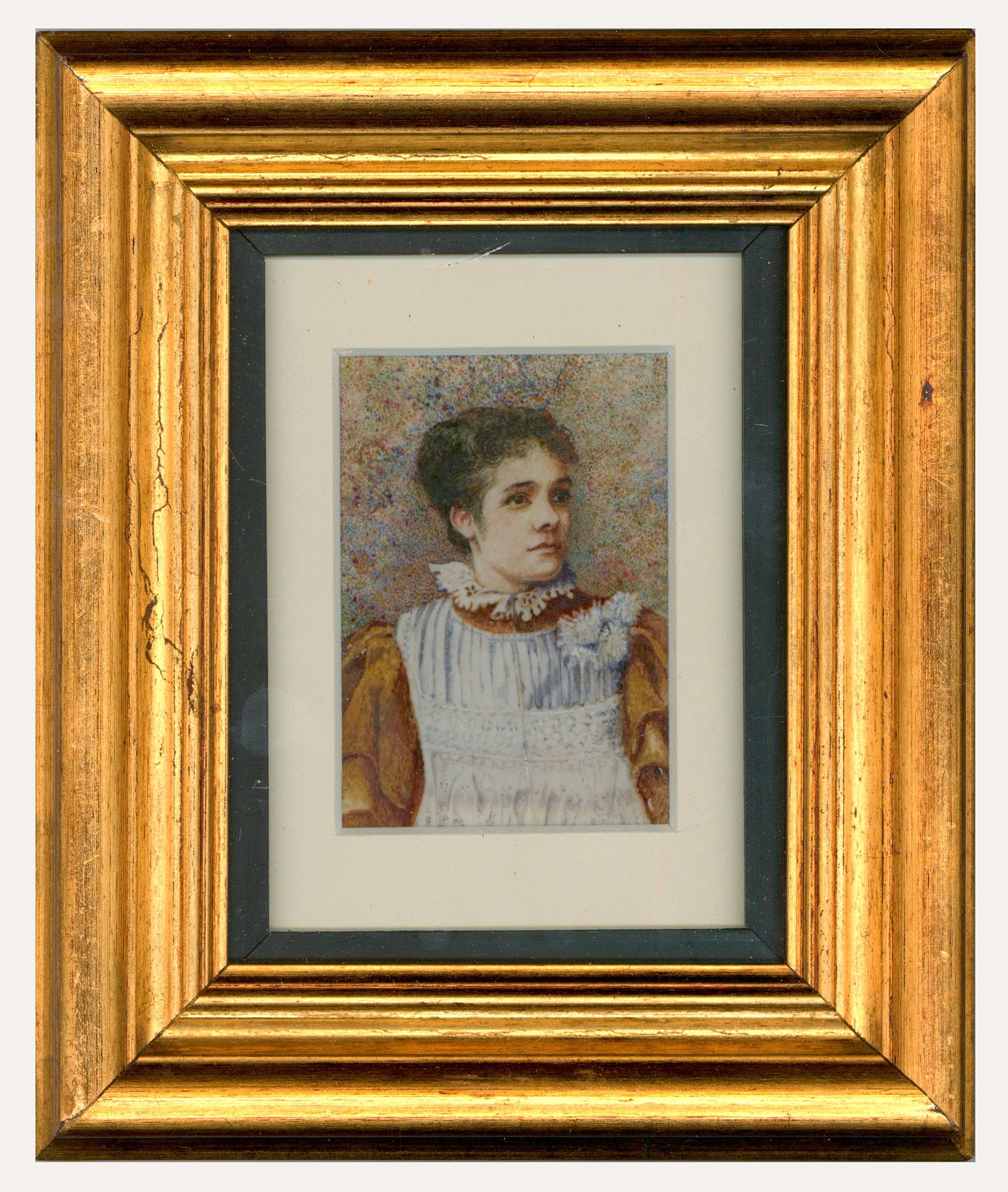Unknown Portrait - Miniature Early 20th Century Watercolour - Edwardian Lady