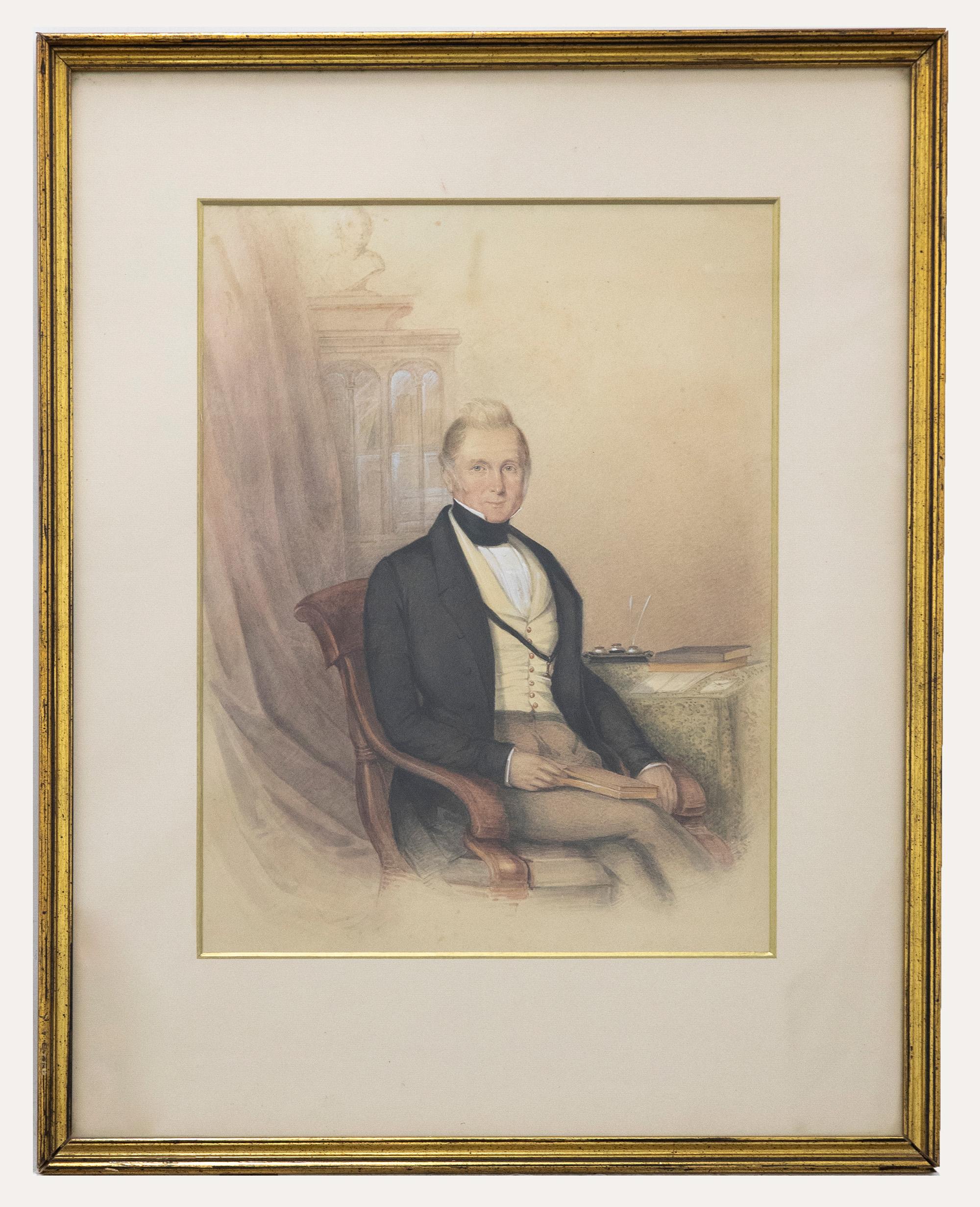 Unknown Portrait - 19th Century Watercolour - The Letter Writer