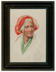 Antonio Enrico Fiorentino (1894-1962) – Aquarell, Porträt einer älteren Dame