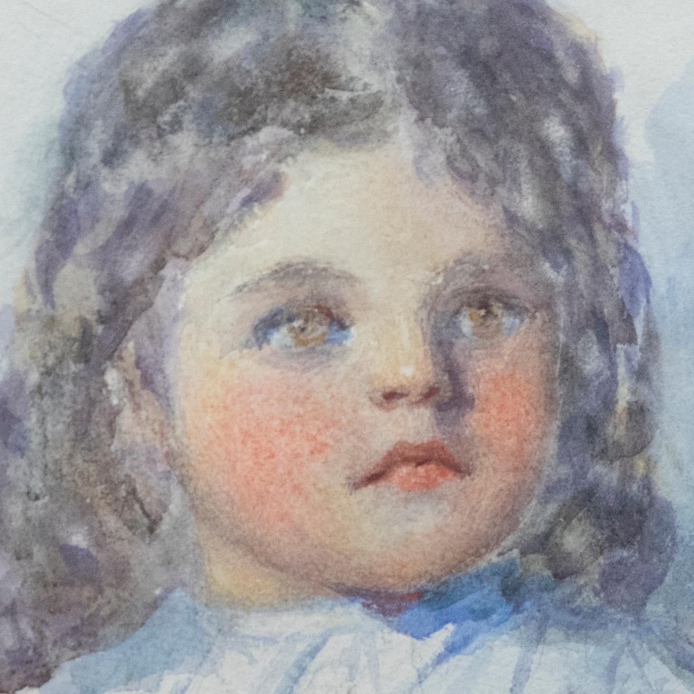 Gertrude Demain Hammond (1862-1953) – Aquarell, Porträt eines jungen Mädchens im Angebot 1