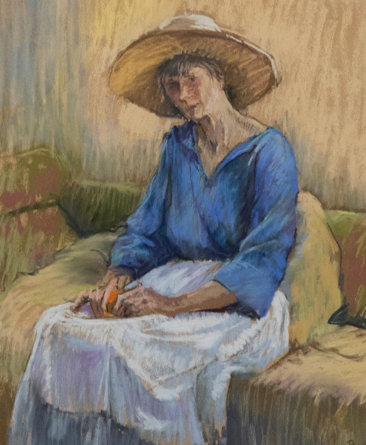 Pat MacLaurin - Pastello del XX secolo, Signora con cappello da sole - Art di Unknown