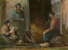 Late 19th Century Watercolour - The Accordion Player