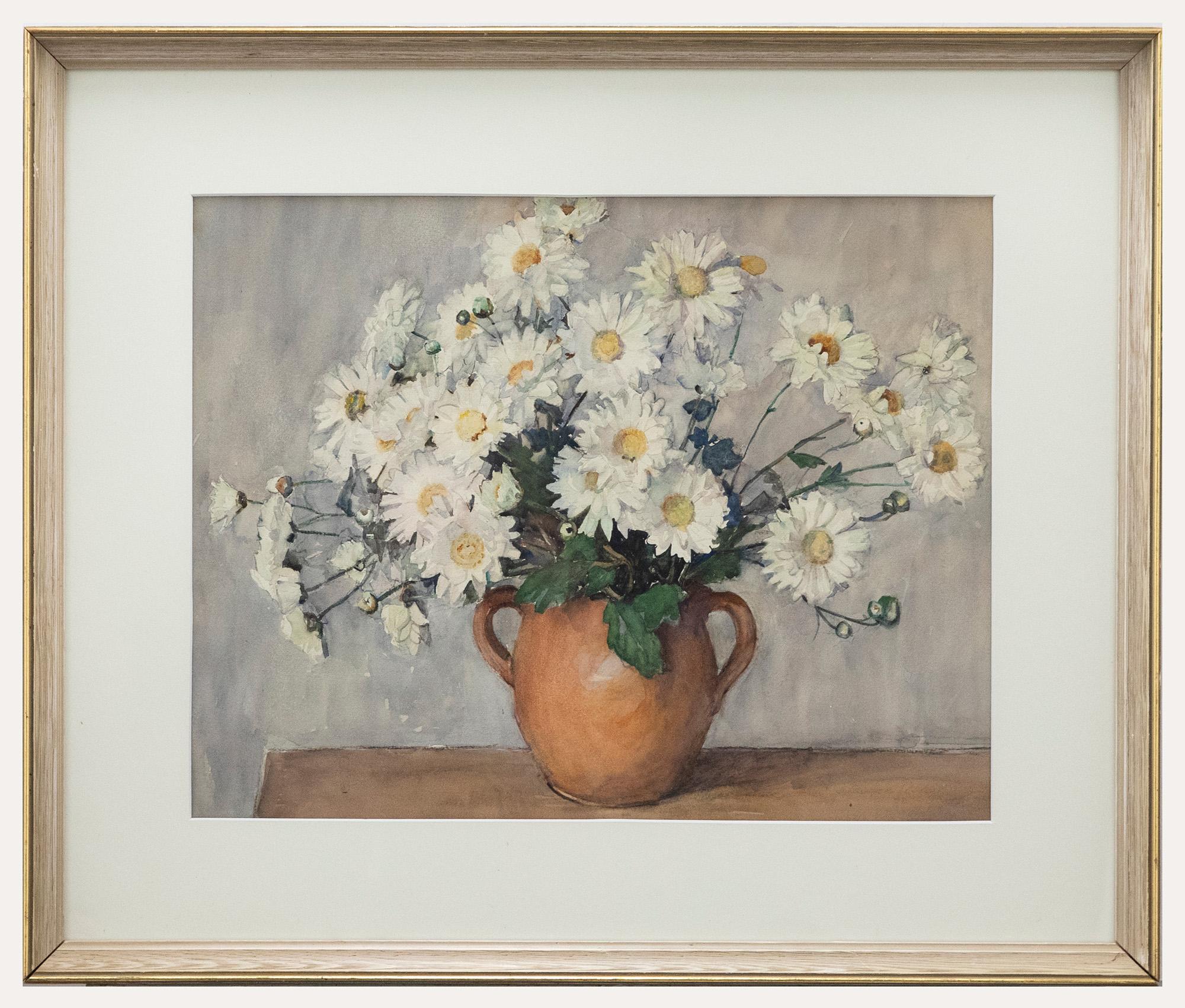 Unknown Still-Life - Framed Mid 20th Century Watercolour - Still Life of Daisies