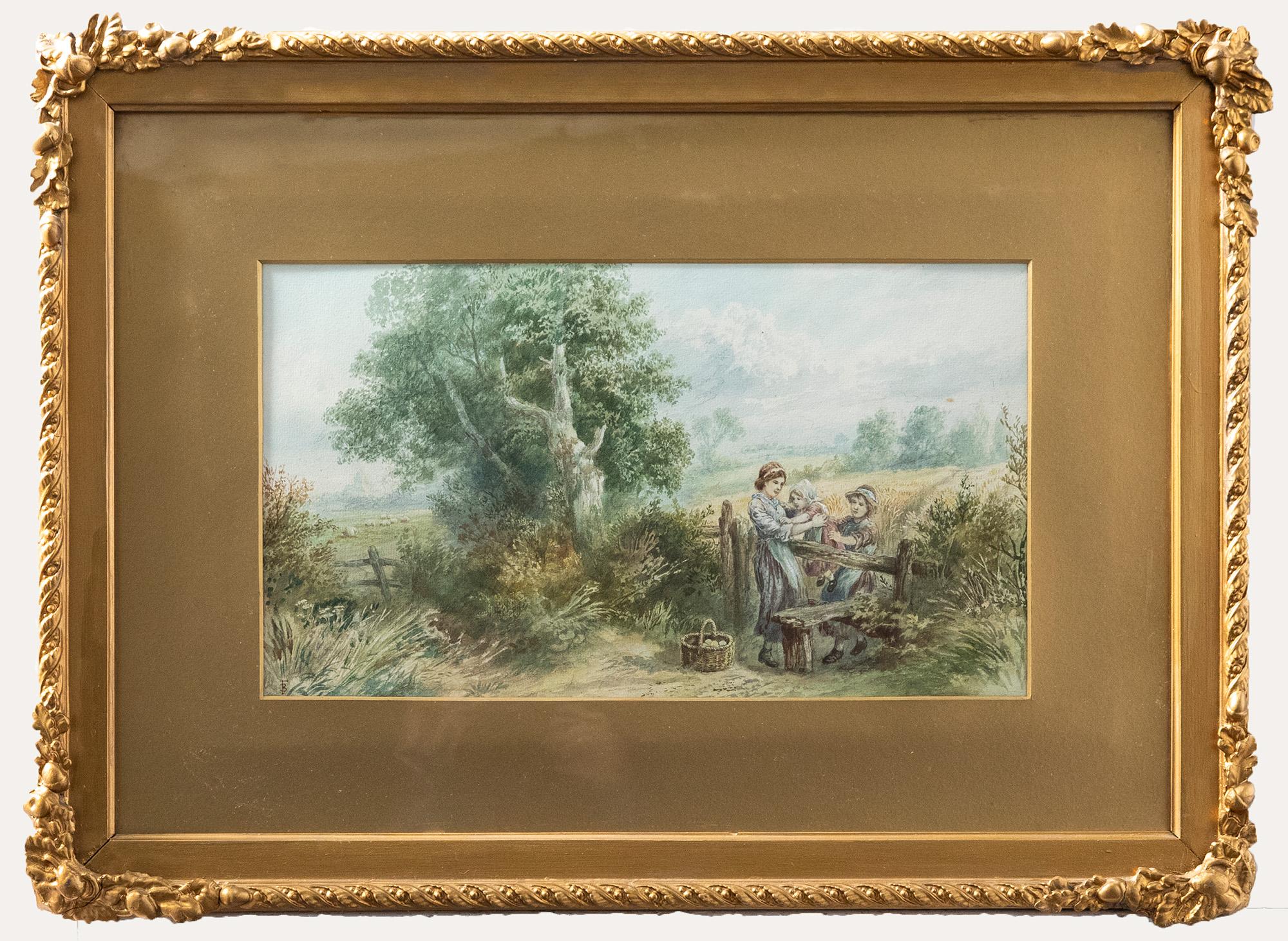 Unknown Landscape Art - Follower of Myles Birket Foster (1825-1899) - Watercolour, Over the Gate