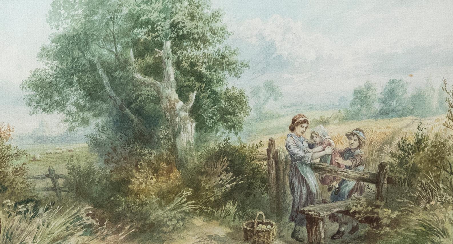 Follower of Myles Birket Foster (1825-1899) - Watercolour, Over the Gate - Art by Unknown