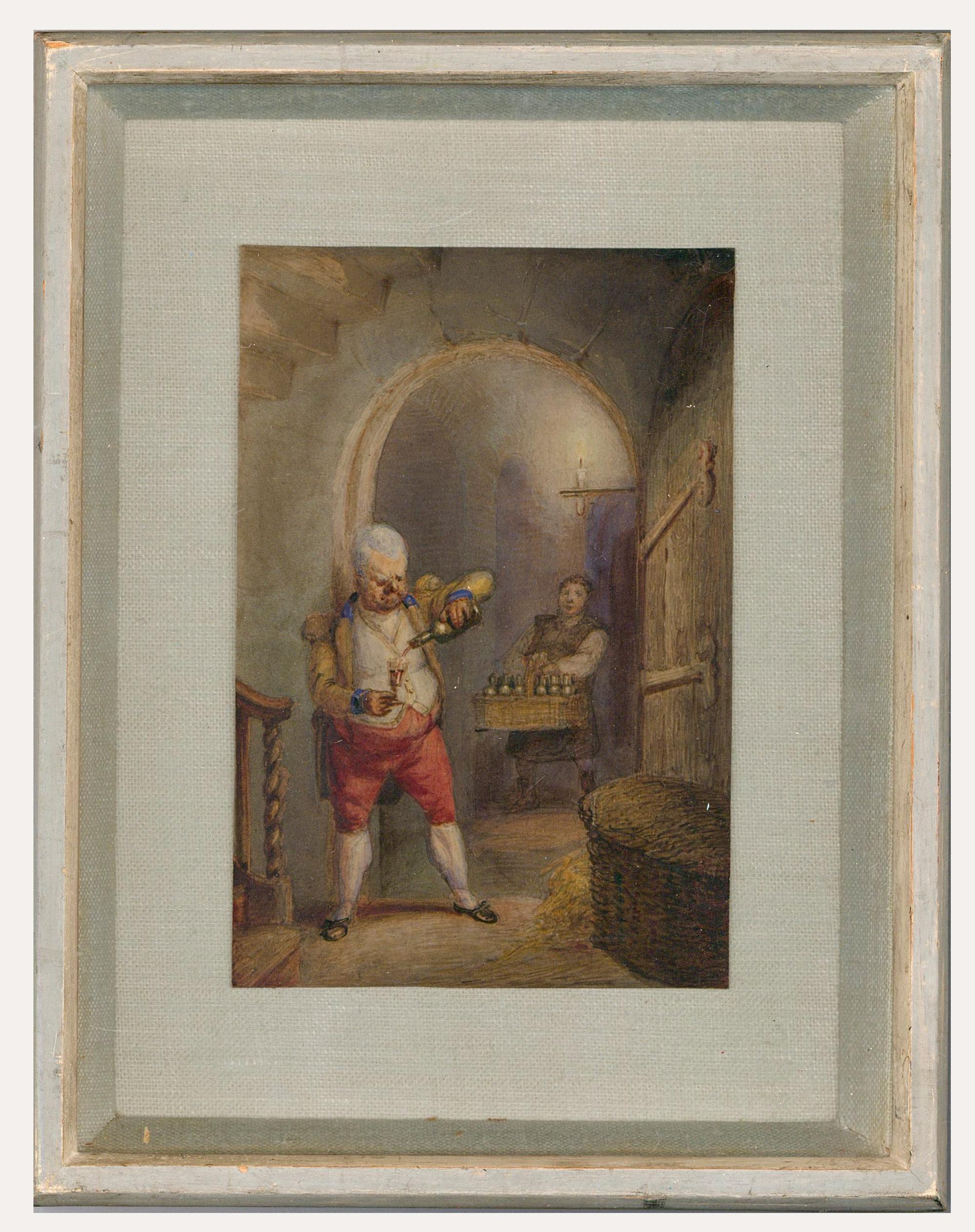 Unknown Figurative Art - Framed 19th Century Watercolour - The Drunkard