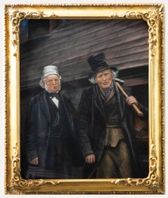 Pastel du milieu du XIXe siècle - Deux I Johns, père et fils