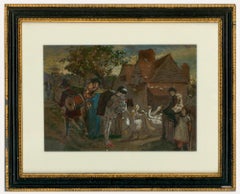Framed 19th Century Gouache - Circus Performers