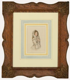 19th Century Watercolour - Regency Lady in a Headscarf