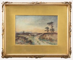 Framed English School Early 20th Century Watercolour - Moorland Grazing
