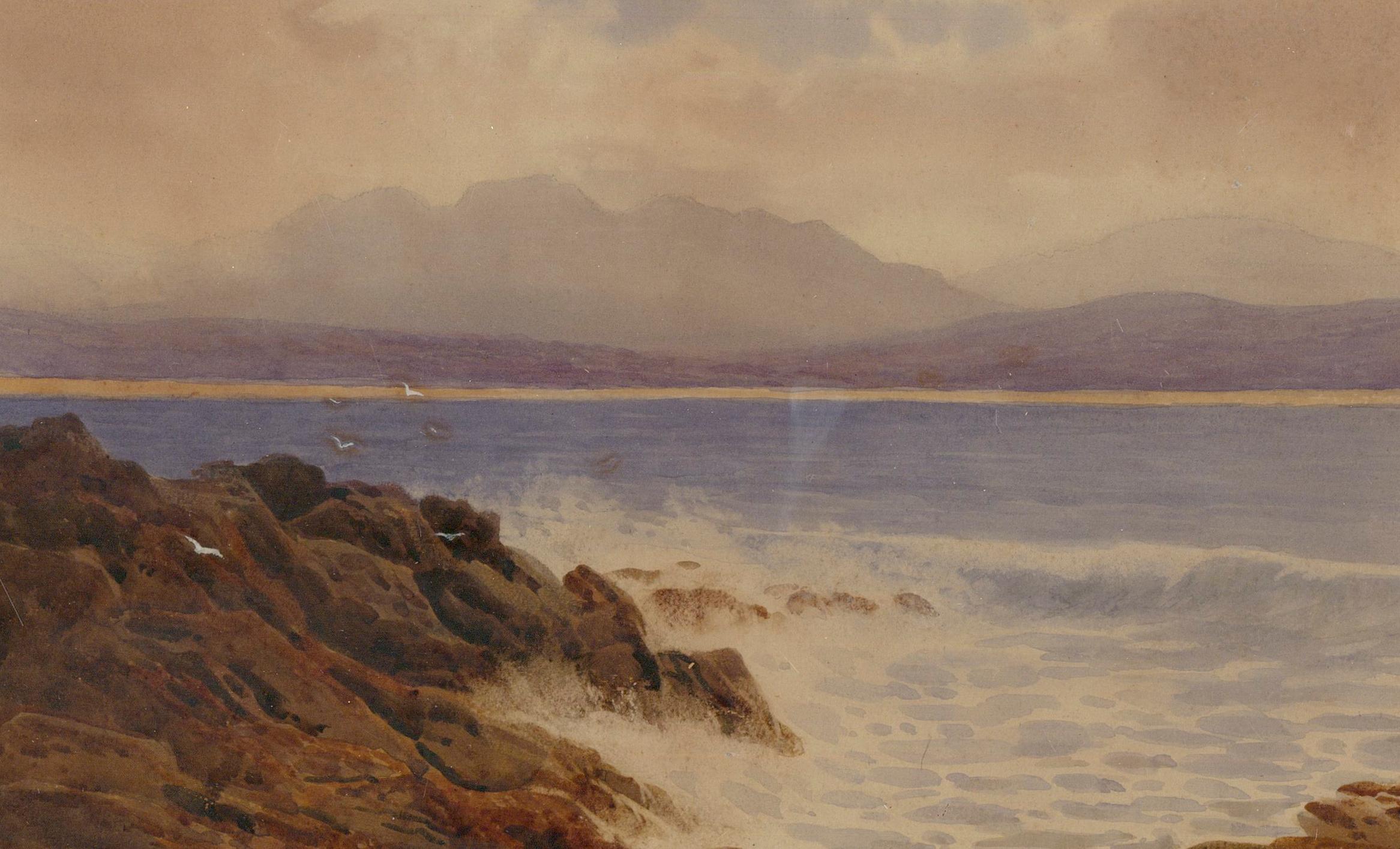 Late 19th Century Watercolour - Crashing Estuary Waves - Art by Unknown