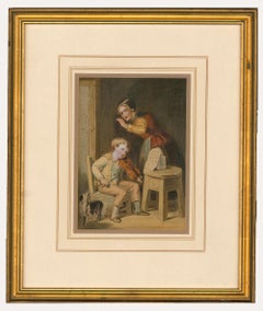 Circle of William Henry Hunt (1790-1864)- Framed Watercolour, The Violin Lesson