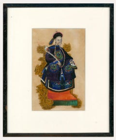 Antique Fine 19th Century Chinese School Watercolour - The Emperor