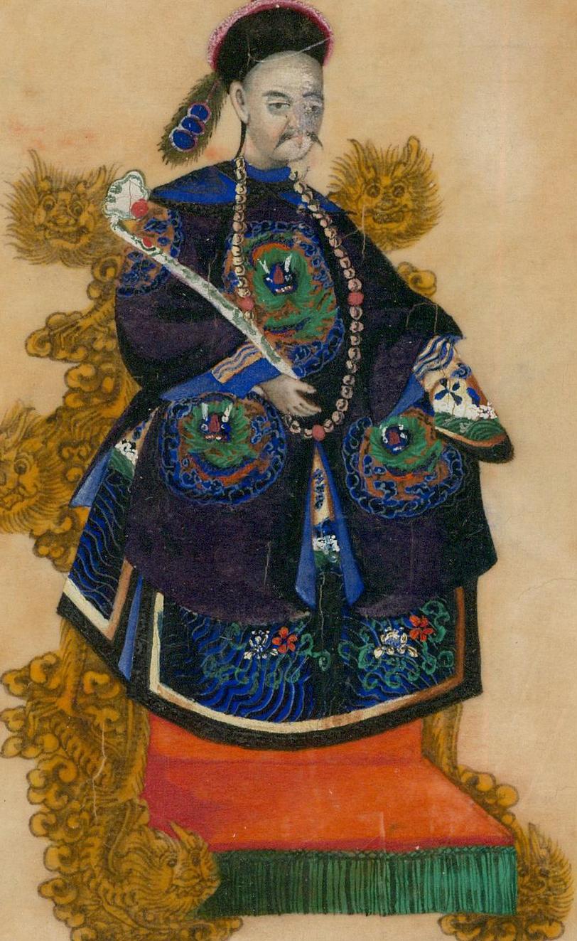 Schönes Aquarell der chinesischen Schule des 19. Jahrhunderts - The Emperor – Art von Unknown
