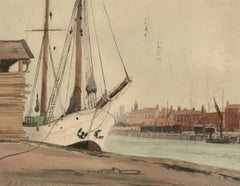 Leslie L. Hardy Moore (1907-1997) - Aquarell, Weißes Schiff in Great Yarmouth, weißes Schiff