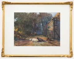Michael Crawley (b.1938) - 20th Century Watercolour, Farmyard Scene, Derbyshire