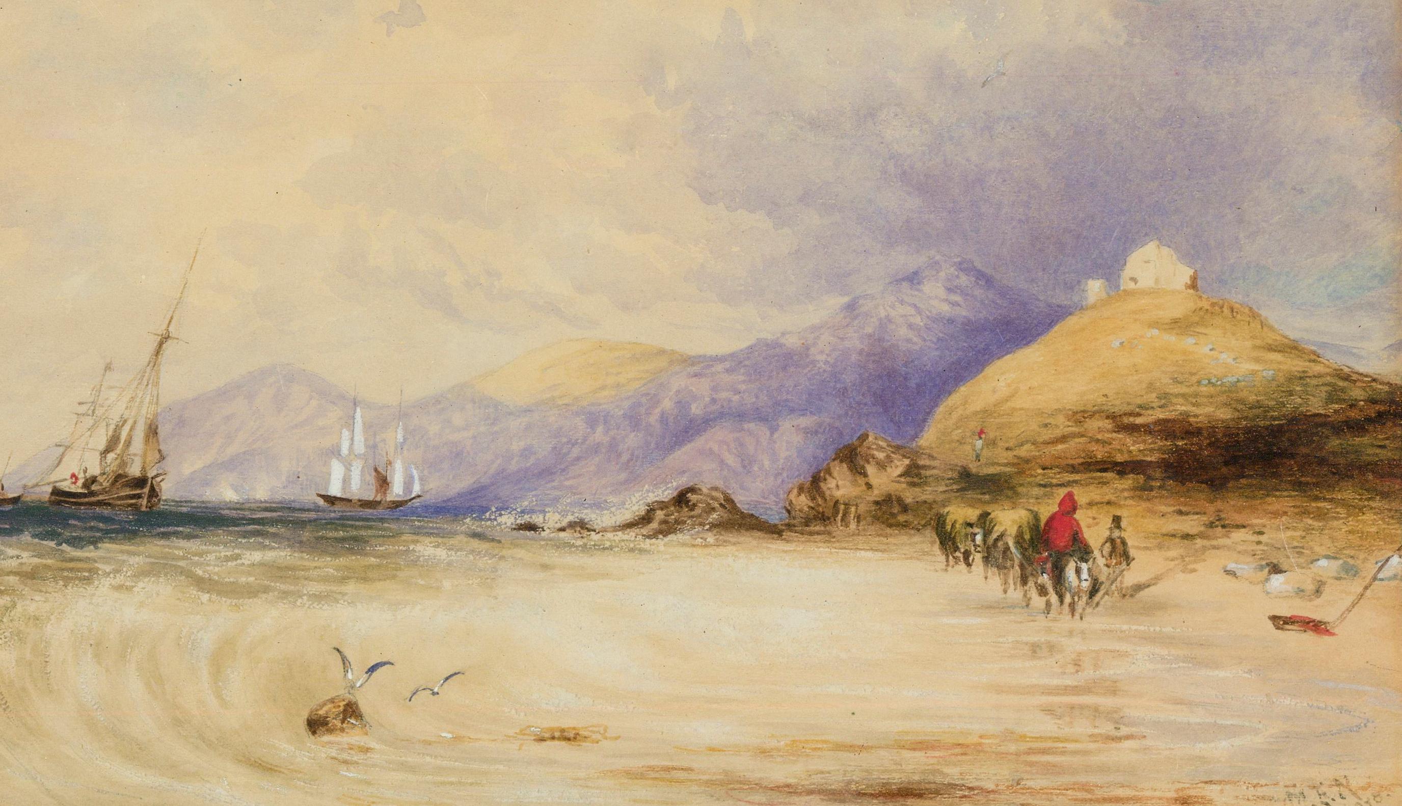 Newman after Charles Bentley  - 1878 Watercolour, Clippers on the Coastline For Sale 1