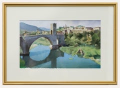 Gerald Woolley - Framed 20th Century Watercolour, View of Besalu