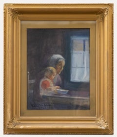 Edmund M. Morris - 1895 Aquarell, Frühstück mit Großmutter