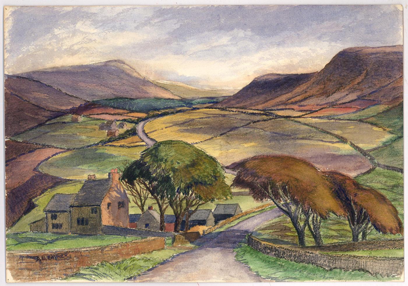 Donald Lewis Rayner (1907-1977) - 1948 Watercolour, Monks Road, Charlesworth - Art by Unknown
