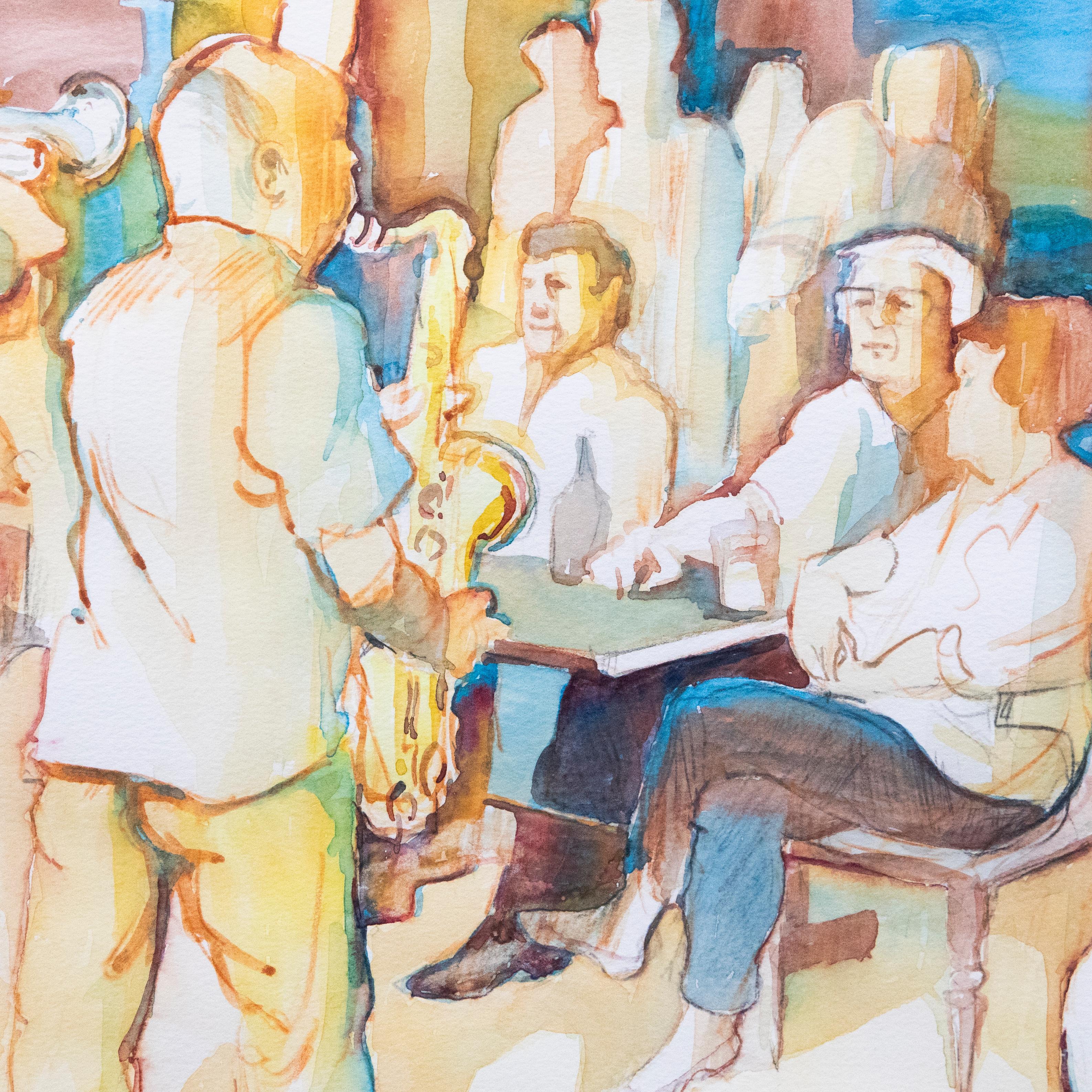 W.B. Hinton - Framed Contemporary Watercolour, The Jazz Club For Sale 1