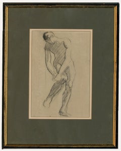 Manner of Laura Knight - 20th Century Charcoal Drawing, Male Nude