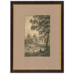 Gerahmtes Aquarell aus dem 18. Jahrhundert – Ram's Hill, Petersfield