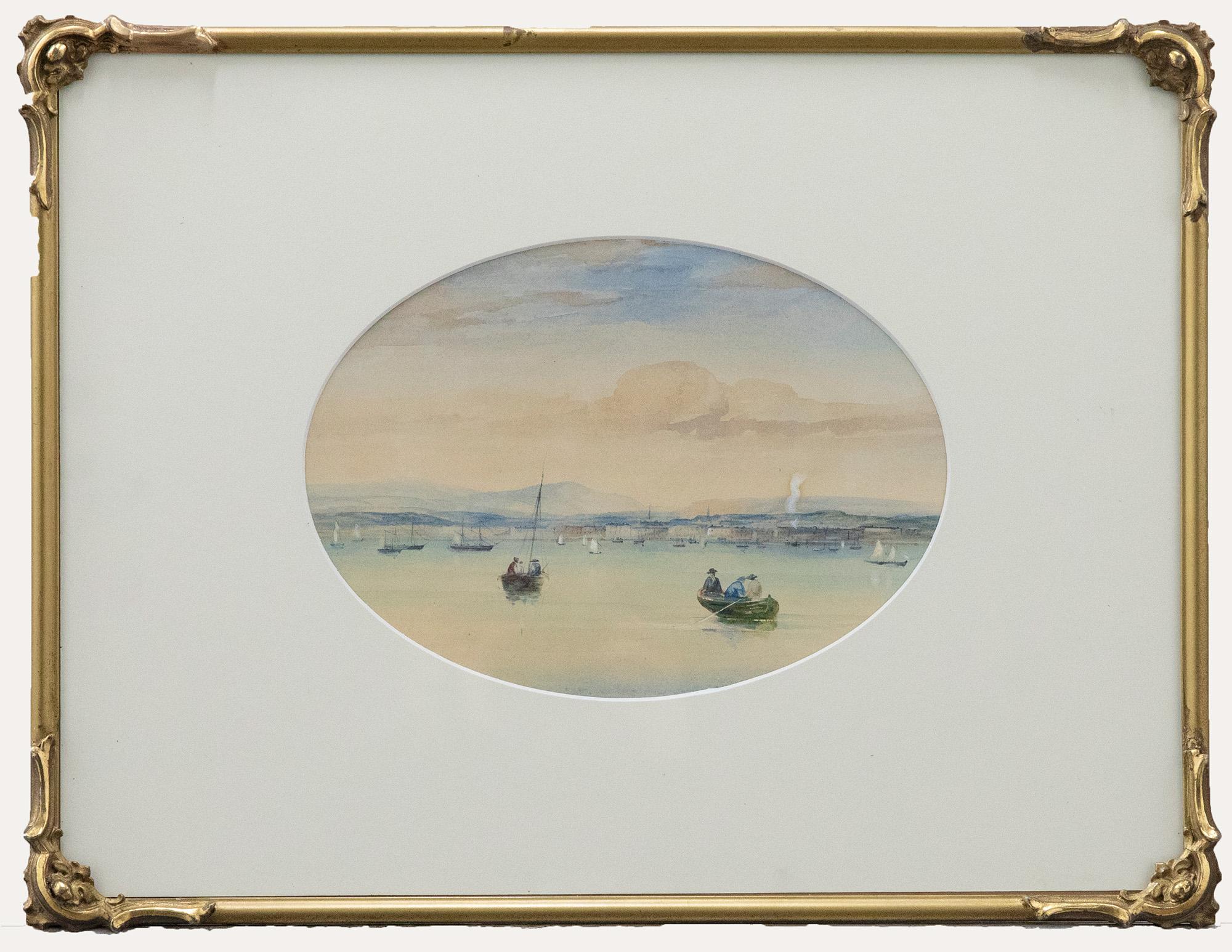 Unknown Figurative Art - Framed English School 19th Century Watercolour - Fishing in the Bay