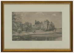 Framed 19th Century Graphite Drawing - Linlithgow Palace