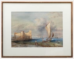 Framed Late 19th Century Watercolour - Waving Goodbye